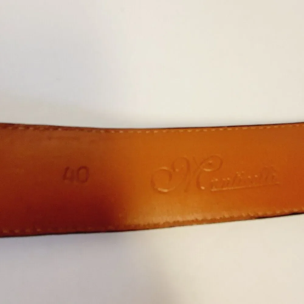 Monticelli Genuine Bison Leather Belt Black Size 40 Solid Brass Buckle Made USA
